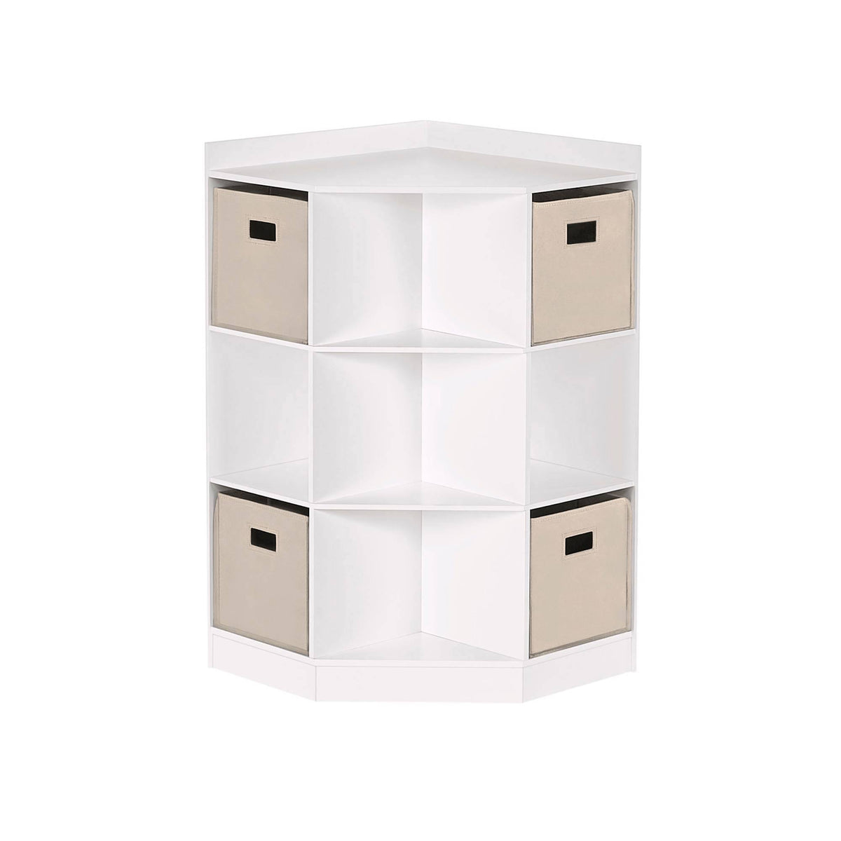 5pc Kids Corner Cabinet Set with 4 Bins White/Beige S37032