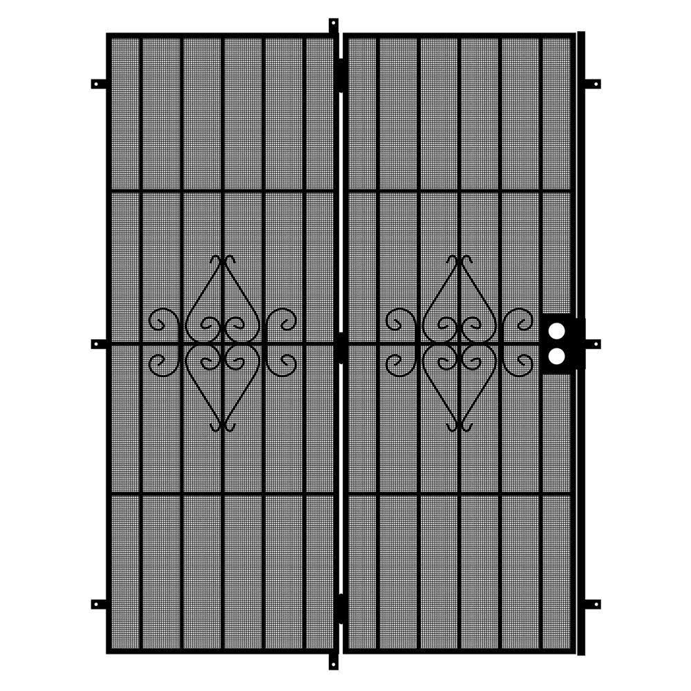 Black Steel Patio Security Door with Expanded Metal Screen B222165