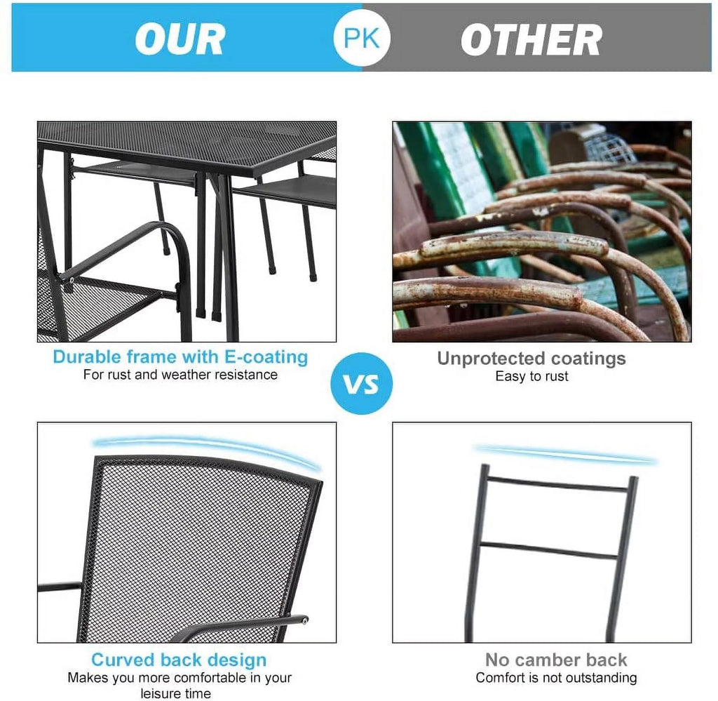 5-Piece Metal Patio Dining Set with 4 Stackable Chairs E2373