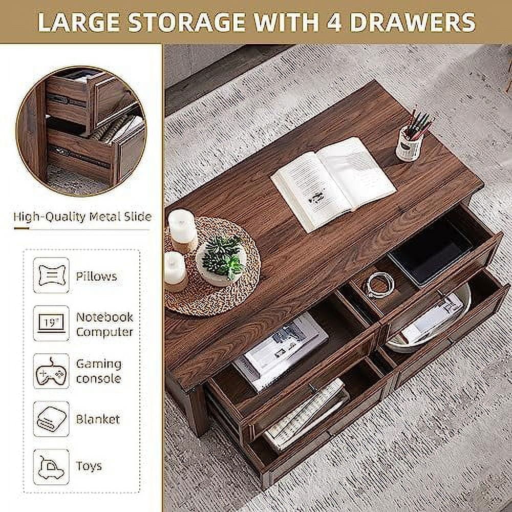 48” Wood Coffee Table with 4 Drawers G233