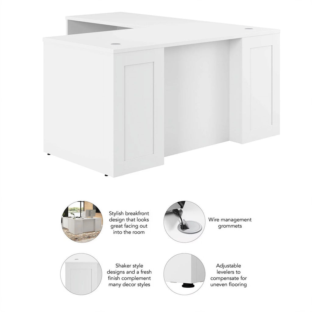White L-Shaped Executive Desk H2397