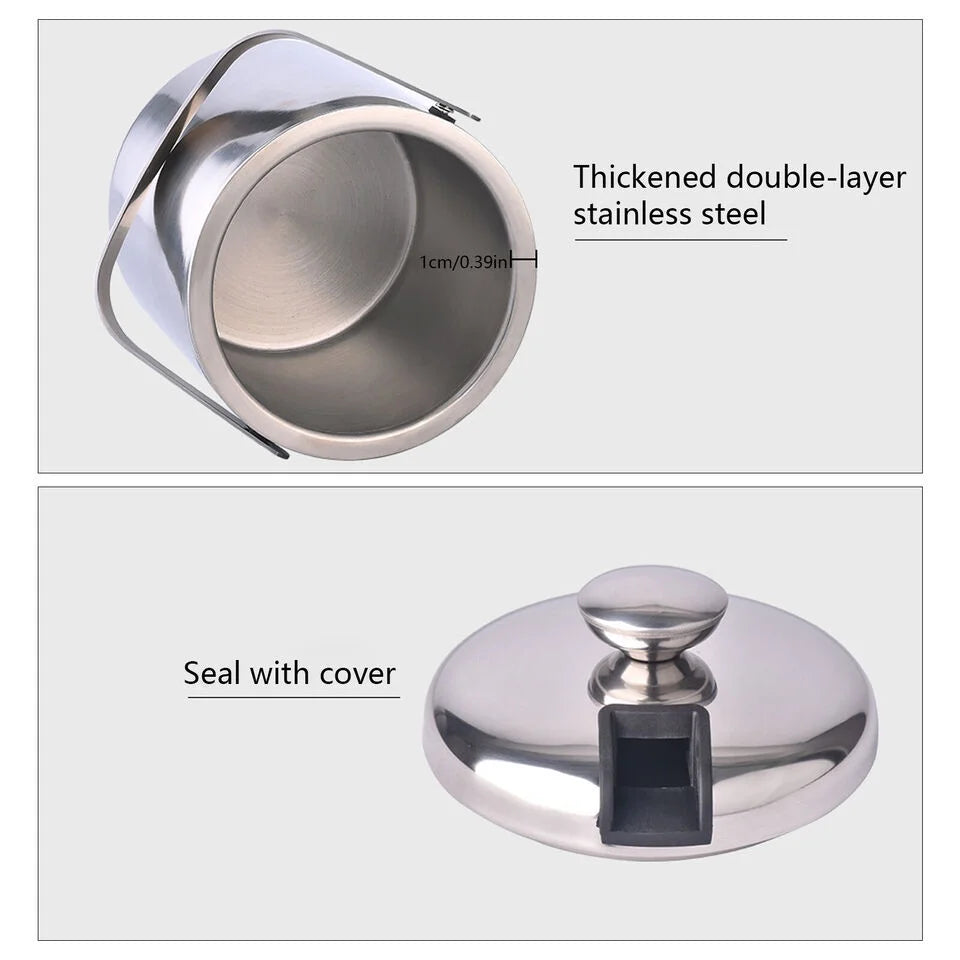 Stainless Steel Insulated Ice Bucket 1.3L with Lid Strainer and Ice Tong M17769