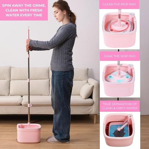 Square Spin Mop & Bucket System with 2 Microfiber Mop Pads K891