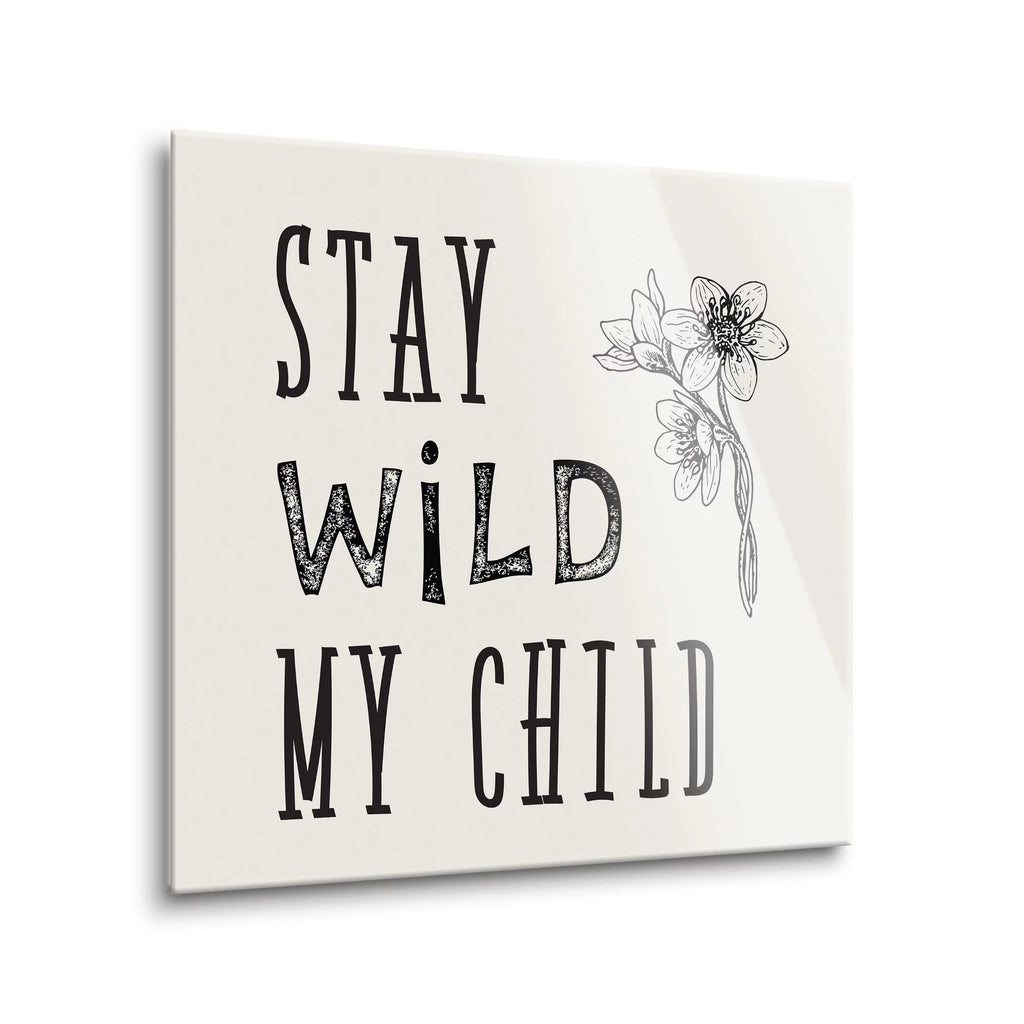 White Floral Sketch 24 x 24 Glass Wall Hanging Sign H330