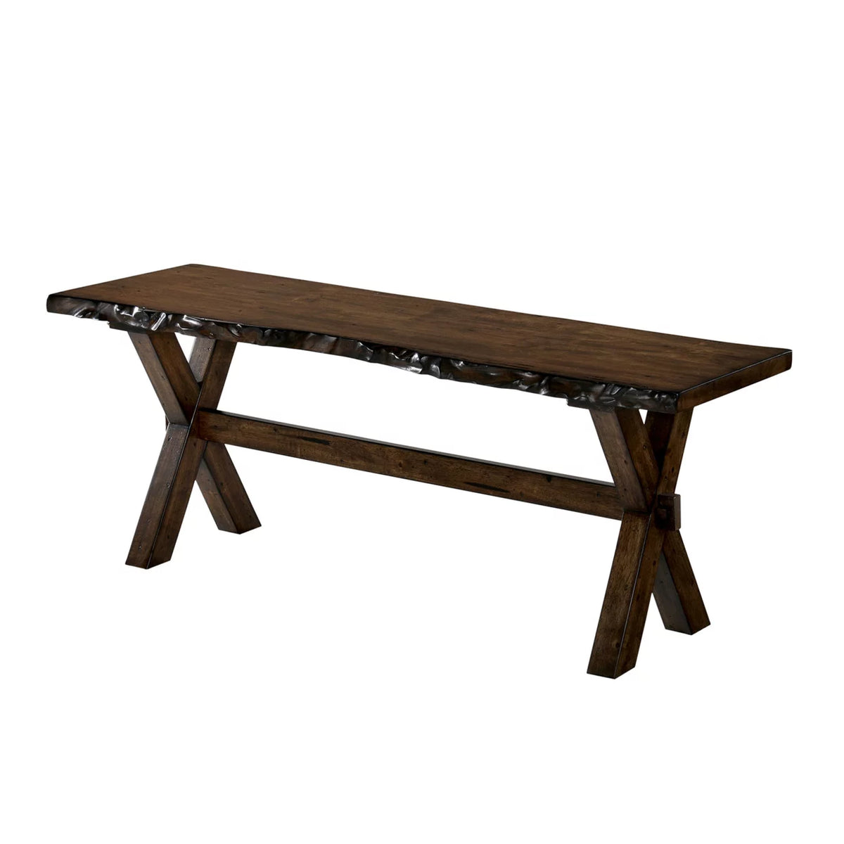 Solid Wood Bench with Trestle Base and Cross Legs, Brown M89943