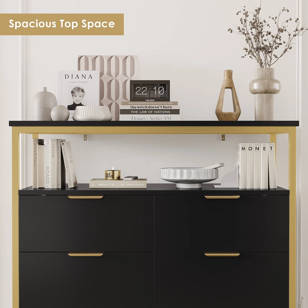 White 8 Drawer Wood Dresser with Shelf S949
