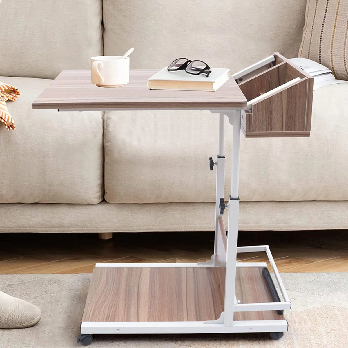 C Shaped Side Table with Wheels V814118