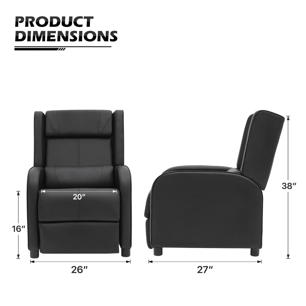 Black PU Leather Adjustable Reclining Gaming Chair with Footrest B310987