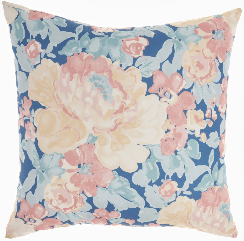 Blue Ivory Indoor Outdoor Washable Throw Pillow U3855