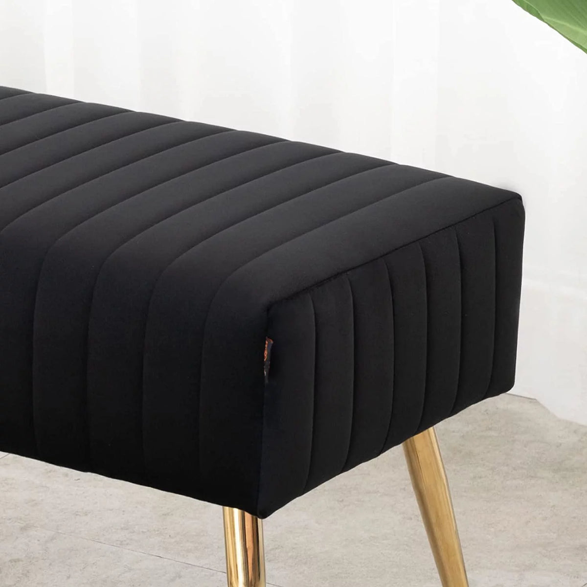 44 Inch Velvet Ottoman Bench with Gold Legs X74398