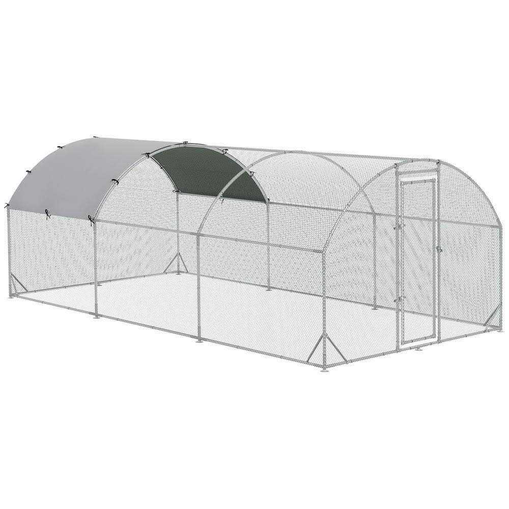Metal Chicken Coop Walk-in Enclosure with Cover E1804