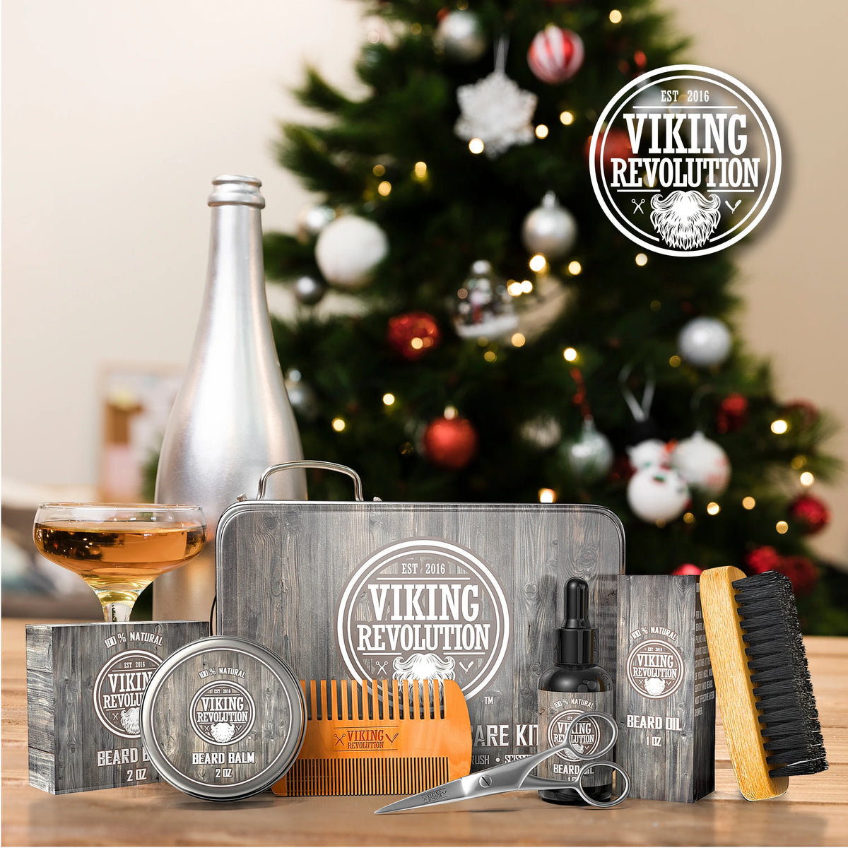 Beard Care Kit with Beard Balm, Beard Oil, Scissors L7483