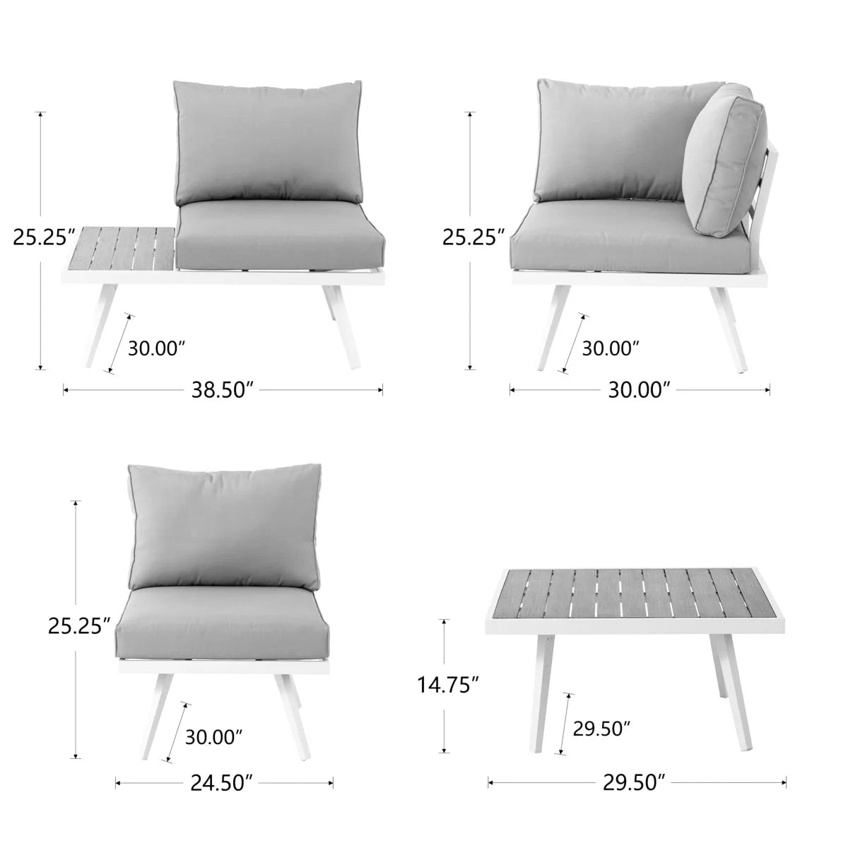 5 Piece Outdoor Patio Furniture Set Grey C378