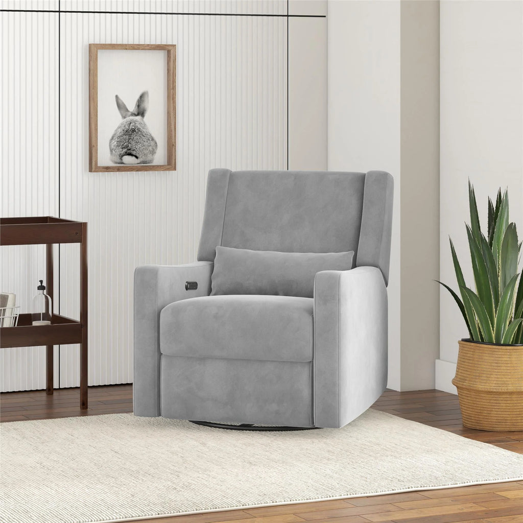 Gray Velvet Swivel Glider Recliner E620716
