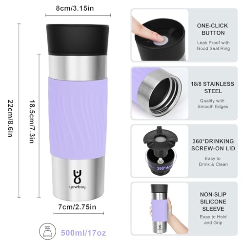 16 oz Stainless Steel Insulated Travel Coffee Mug B254163