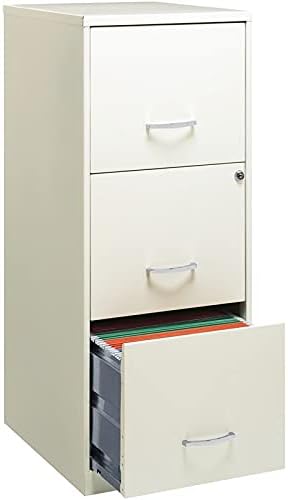 3 Drawer Vertical Metal File Cabinet with Lock Pearl White B34281
