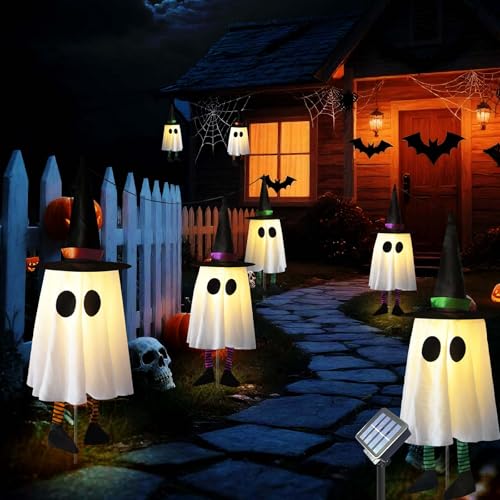 Solar Powerd Halloween Ghost Decorations Outdoor, Set of 3 Light Up Ghosts R30623