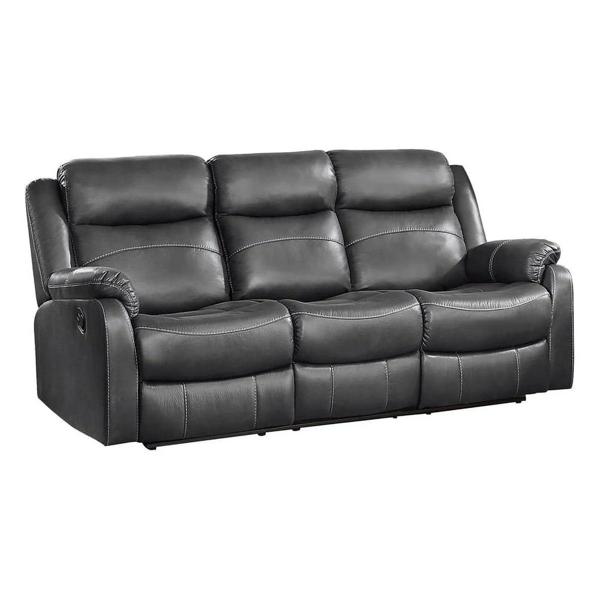 Dark Gray Double Reclining Sofa with Cup Holders V145855