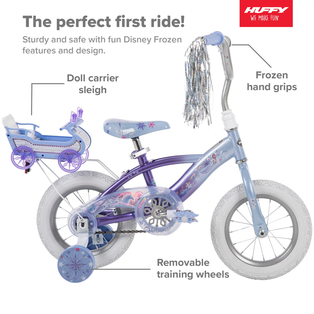 12 in. Bike with Doll Carrier Sleigh, White and Purple E87295
