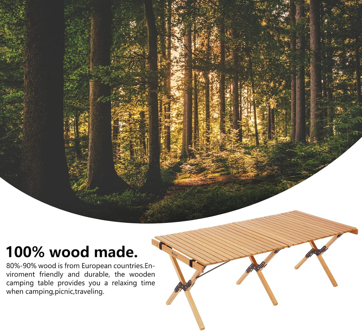 4ft Folding Wood Picnic Table with Carry Bag M98674