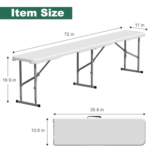 White 6ft Plastic Folding Bench 2 Pack H610214