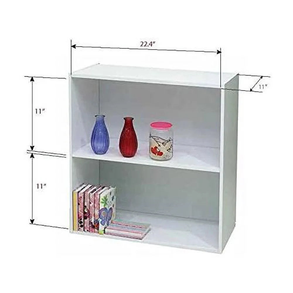 White Wood 2 Tier Open Shelf Bookcase T5037