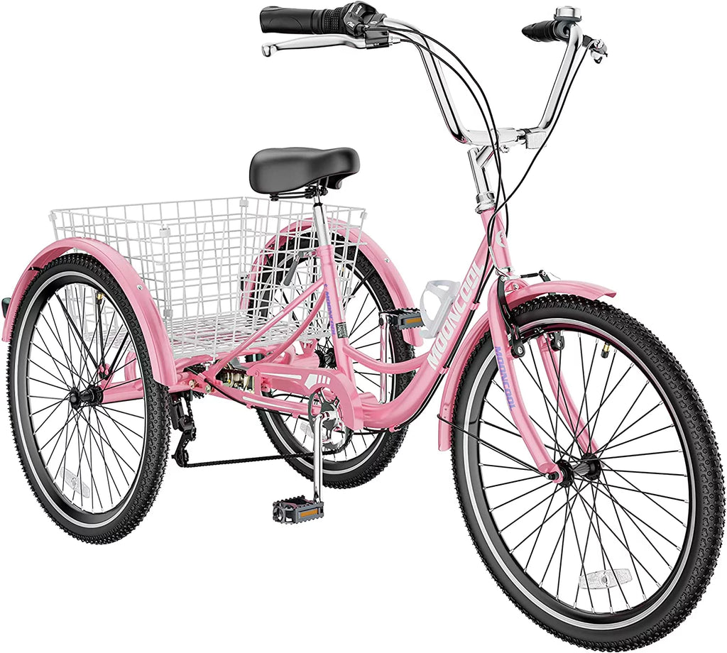 24 26 inch 7 Speed Adult Tricycle with Rear Basket O798395