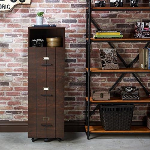 Vintage Walnut Wood Filing Cabinet T538