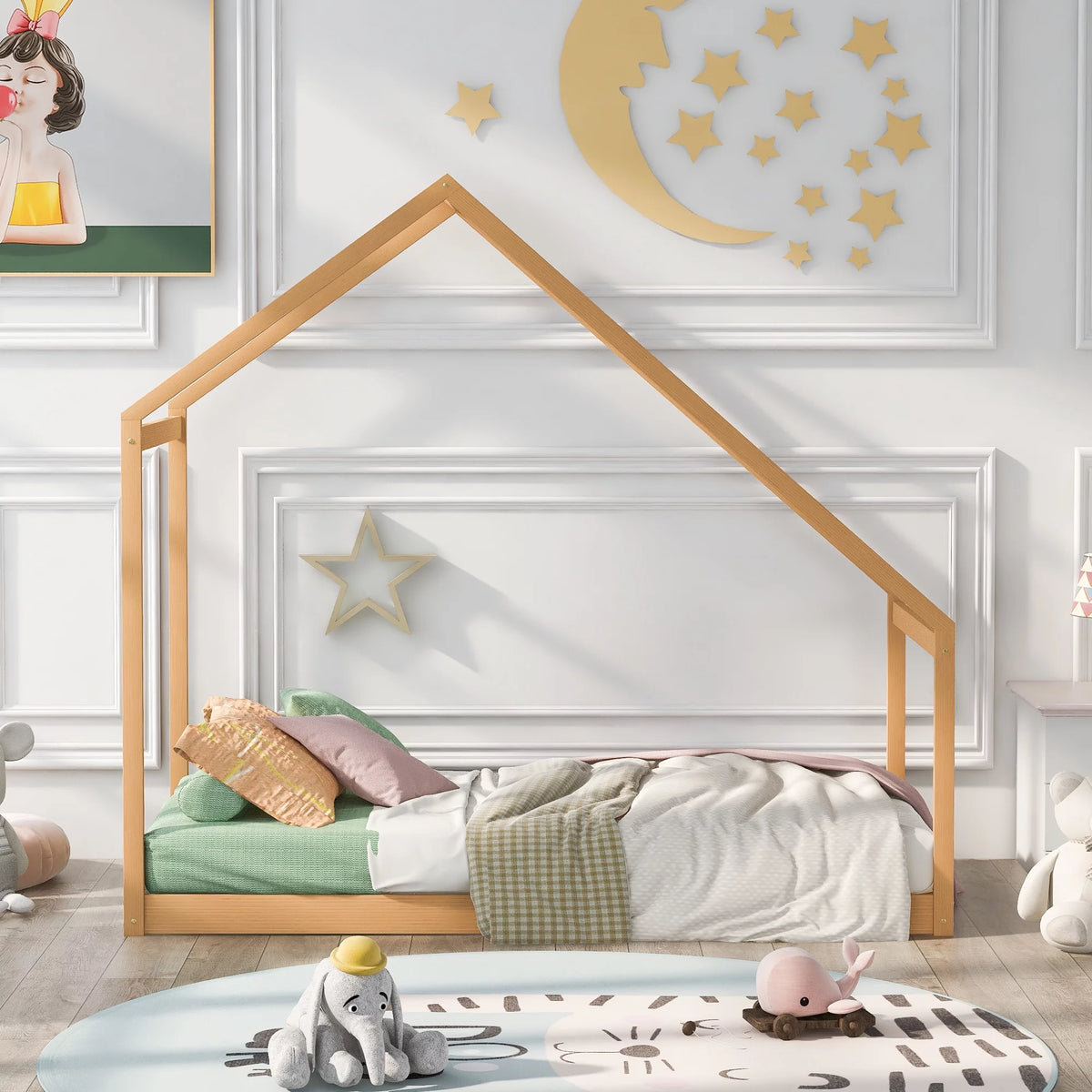 Twin Size Wooden House Bed I5018