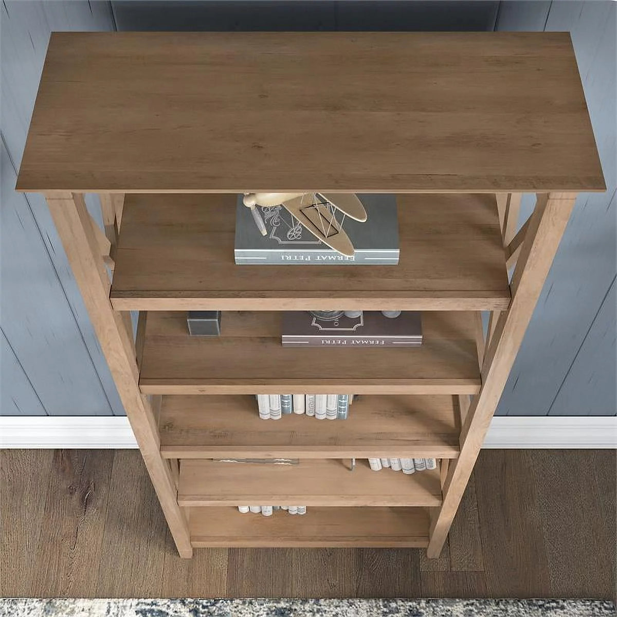 5-Shelf Reclaimed Pine Wood Bookcase V275410