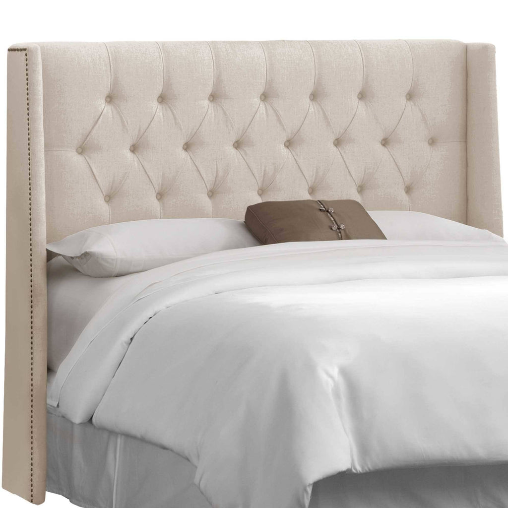 California King Beige Linen Wingback Headboard P802769
