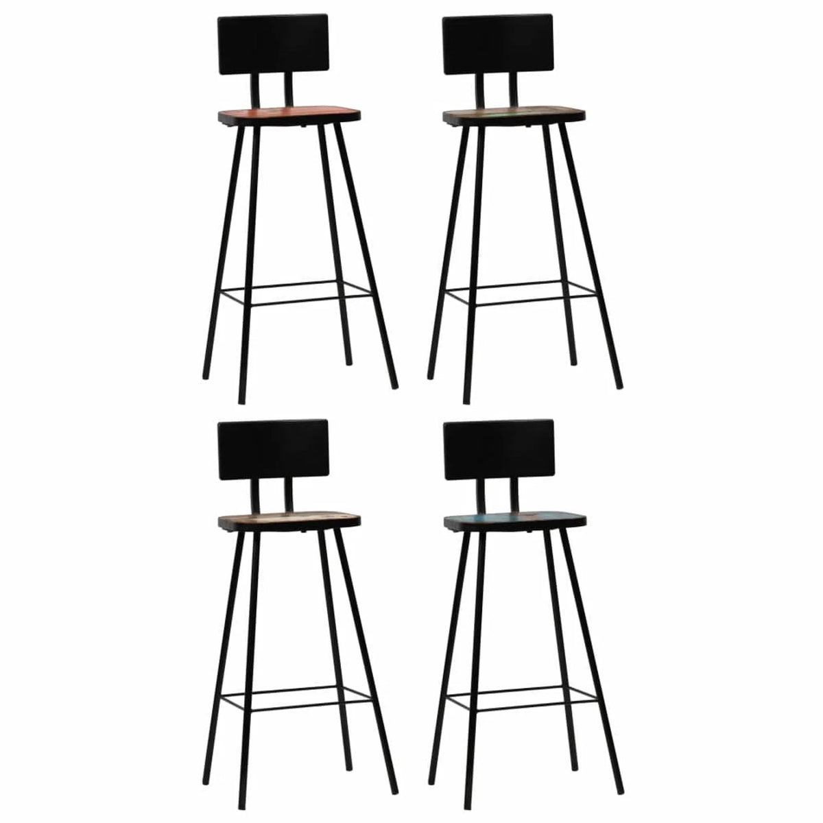 Solid Reclaimed Wood Bar Stools 4 pcs V7848