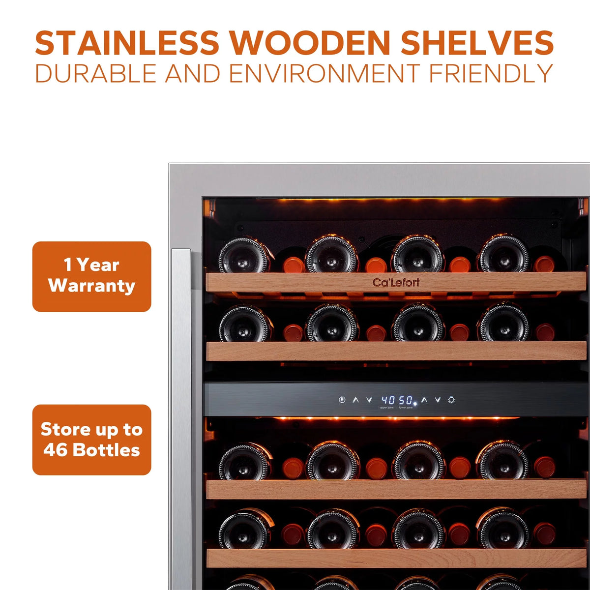 24 Inch 46 Bottle Dual Zone Wine Cooler Refrigerator B57545