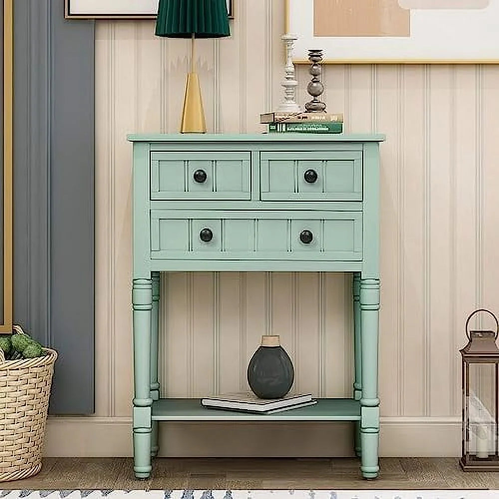 Narrow Console Table with Drawers and Bottom W466