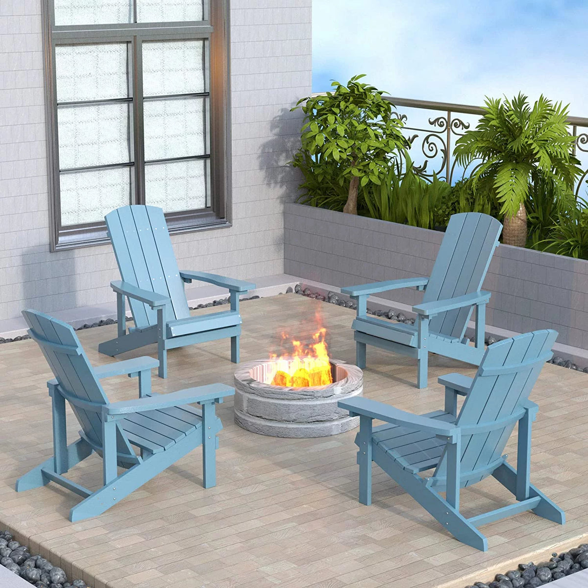 Blue Weather Resistant Plastic Adirondack Chairs F46153