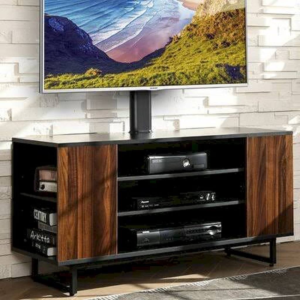Black Fixed Floor Stand Mount with Shelving X99091
