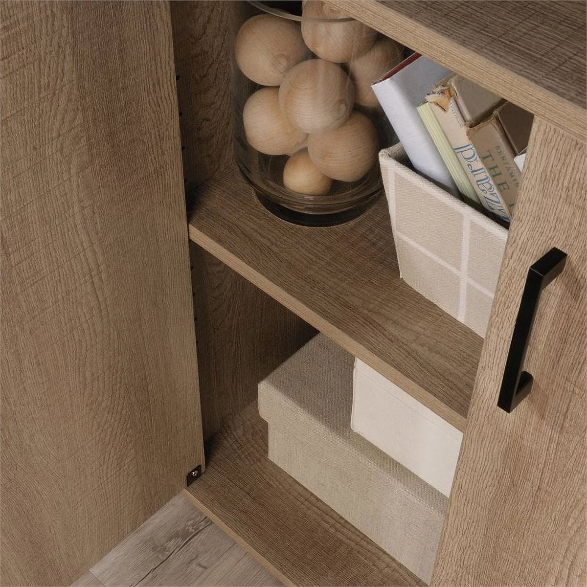 4-Shelf Engineered Wood Bookcase with Doors A6702