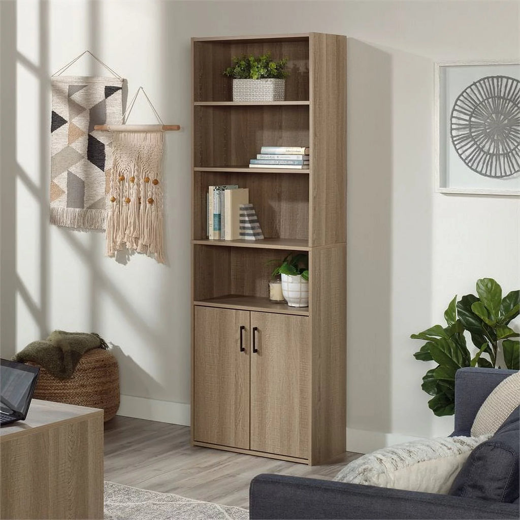 4-Shelf Engineered Wood Bookcase with Doors A6702