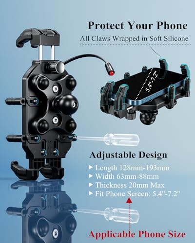 Motorcycle Phone Mount with 15W Wireless Charger & USB-C P270