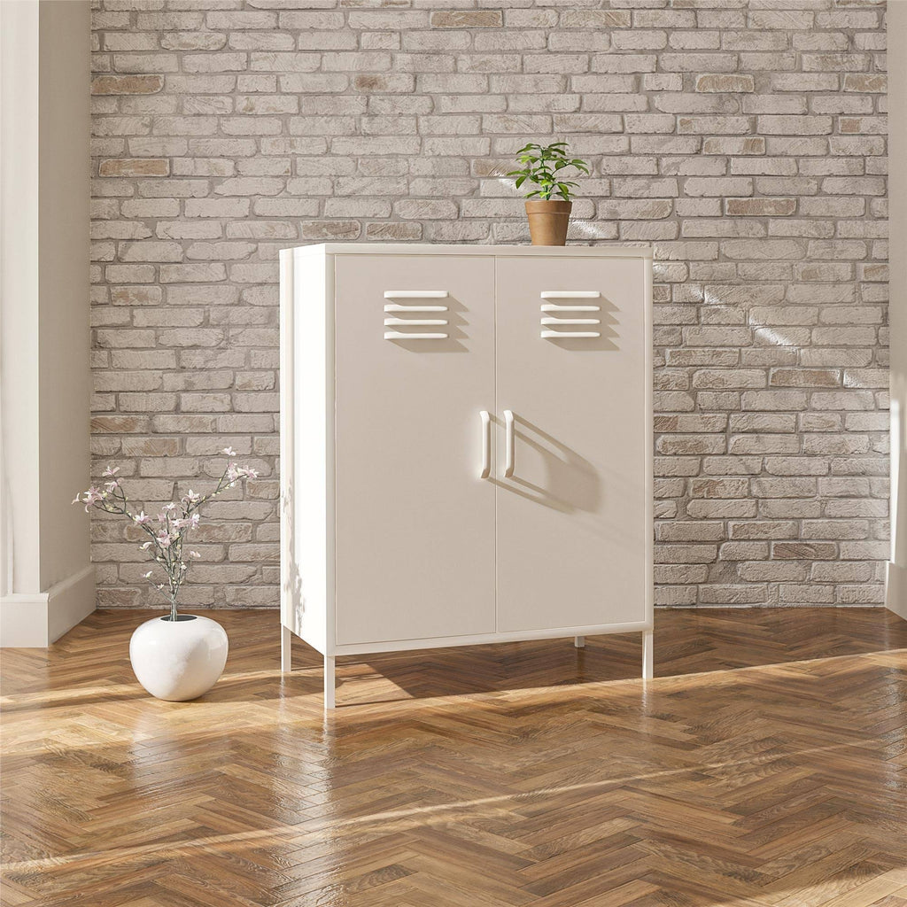 White 2 Door Metal Storage Cabinet V987