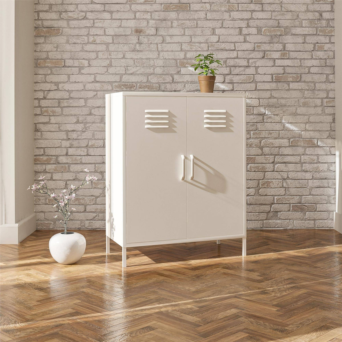 White 2 Door Metal Storage Cabinet V987