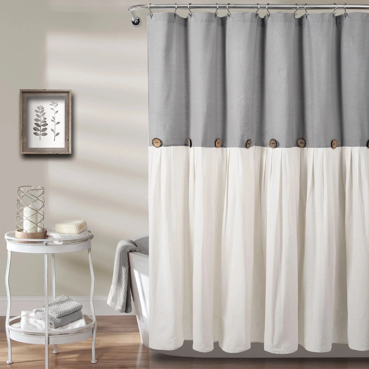 Gray Cotton Blend Shower Curtain F4707