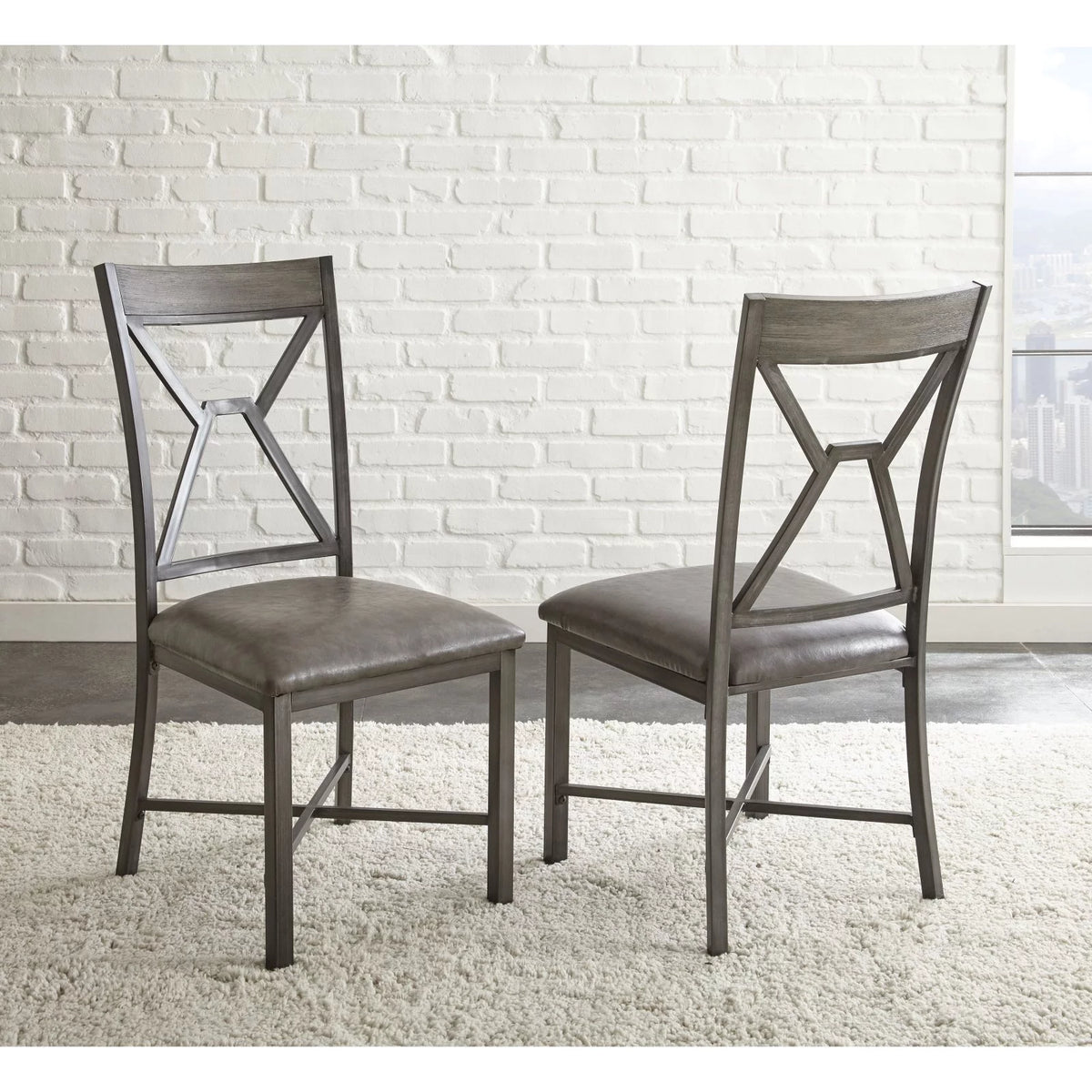 Gray Faux Leather Dining Side Chair T33219
