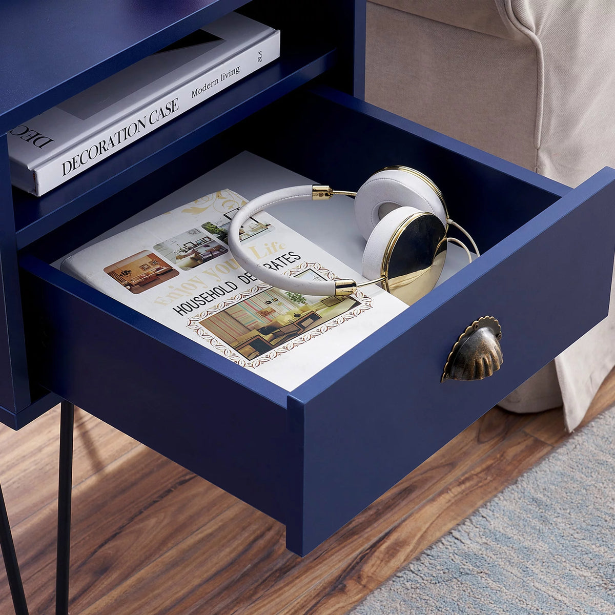 Blue 3-Piece Queen Bedroom Set with Nightstand Set of 2 M473269