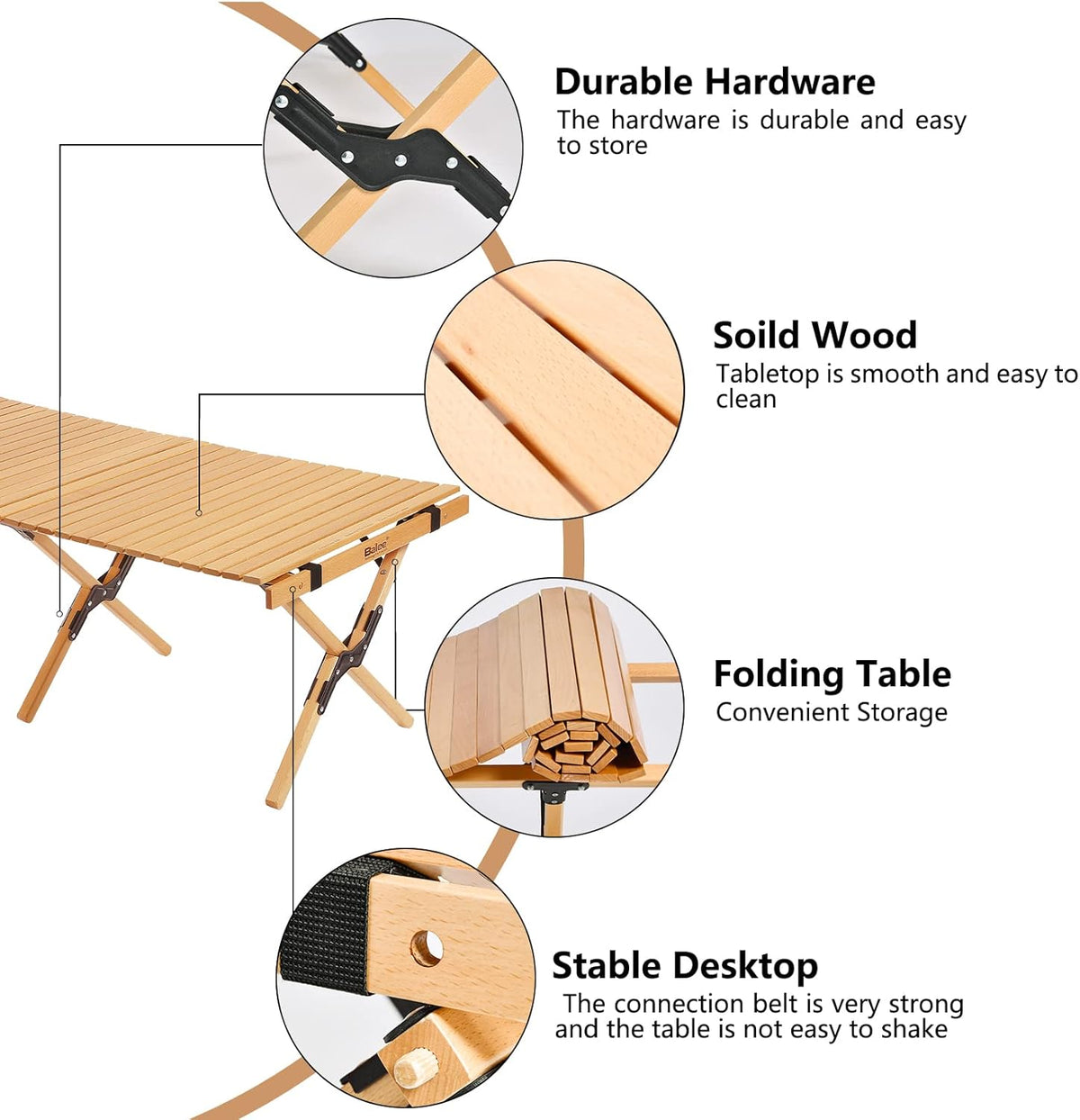 4ft Folding Wood Picnic Table with Carry Bag M98674