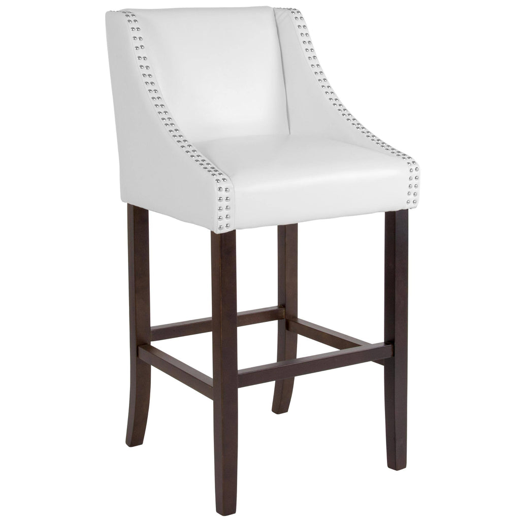 Brown Leather Barstool with Nail Trim X423