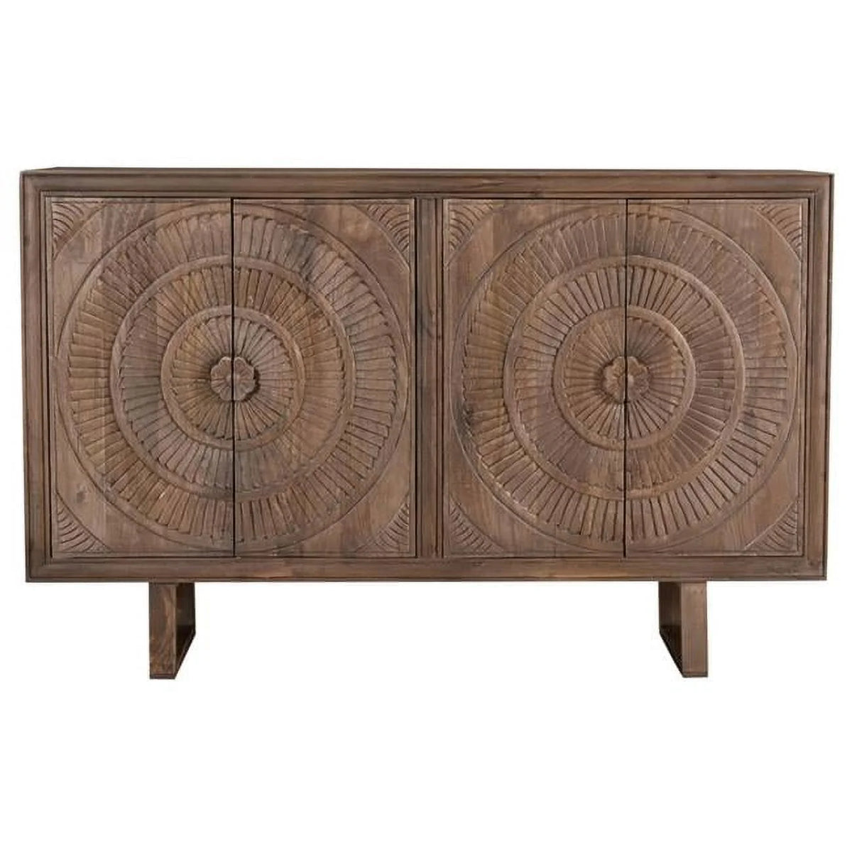 Solid Wood Cabinet with 4 Hand-Carved Doors N428024