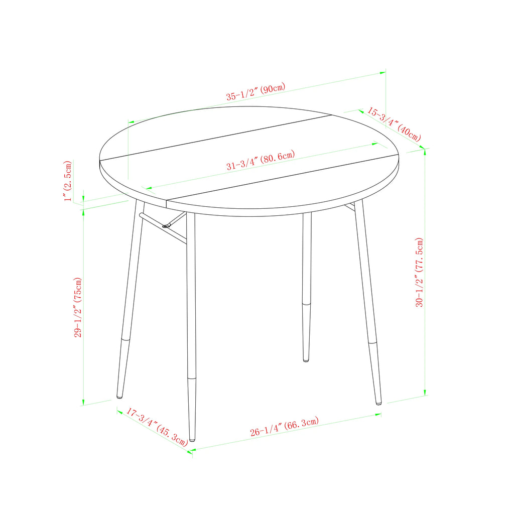 Modern Round Drop Leaf Faux White Marble Dining Table X7840