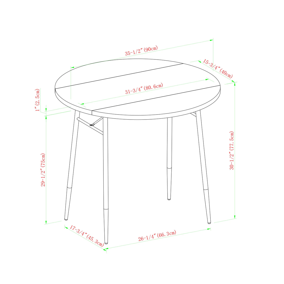Modern Round Drop Leaf Faux White Marble Dining Table X7840