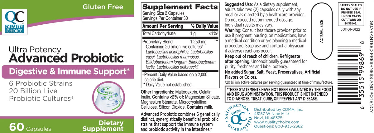 Probiotic Digestive & Immune Support Capsules, 60 Count H395